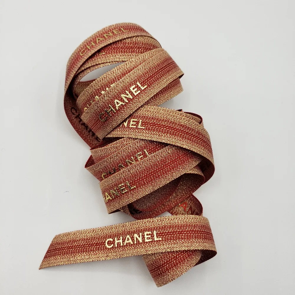 Chanel Red Gold Ribbon 130 inches